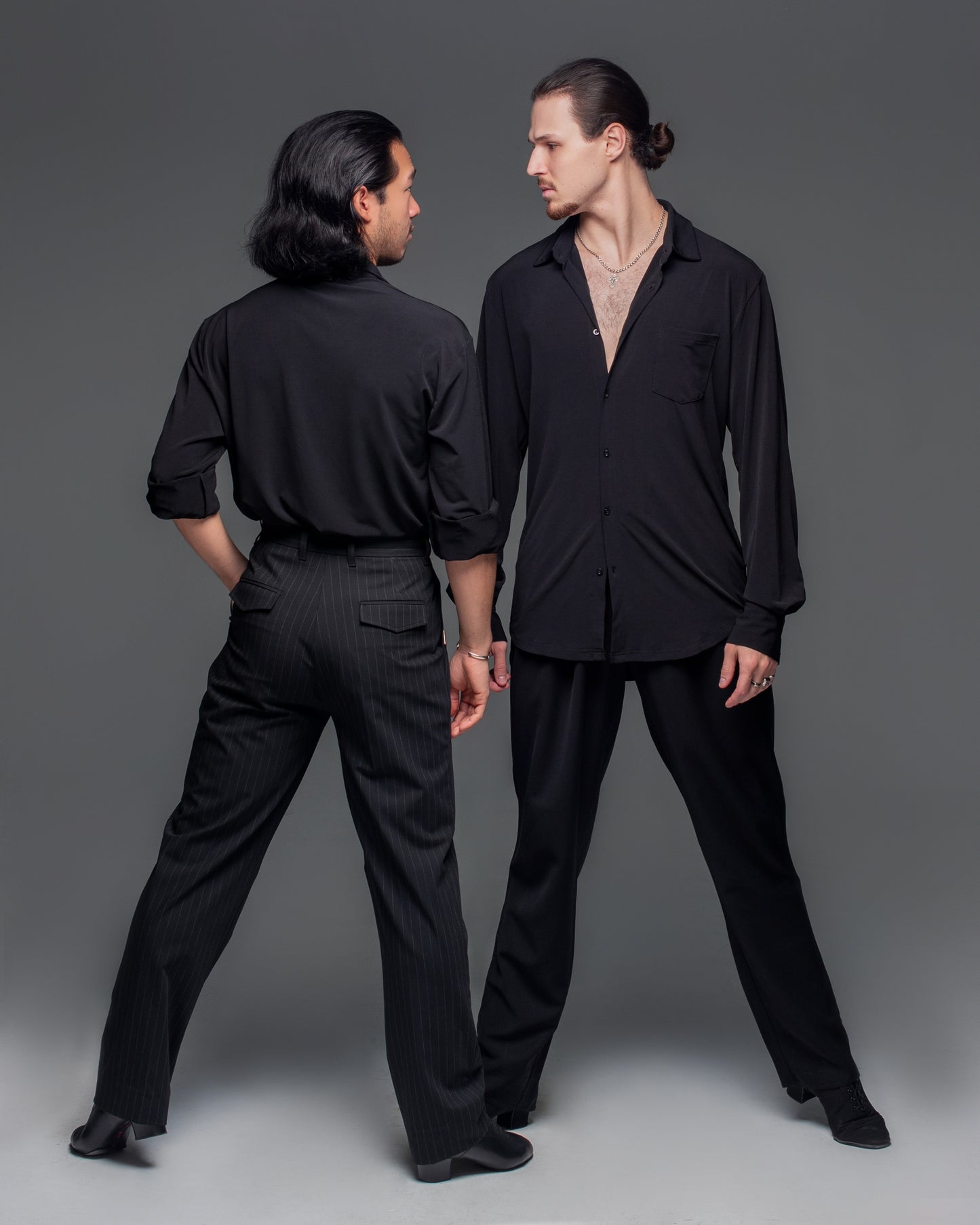 Black Pinstripe Classic Pleat Pants