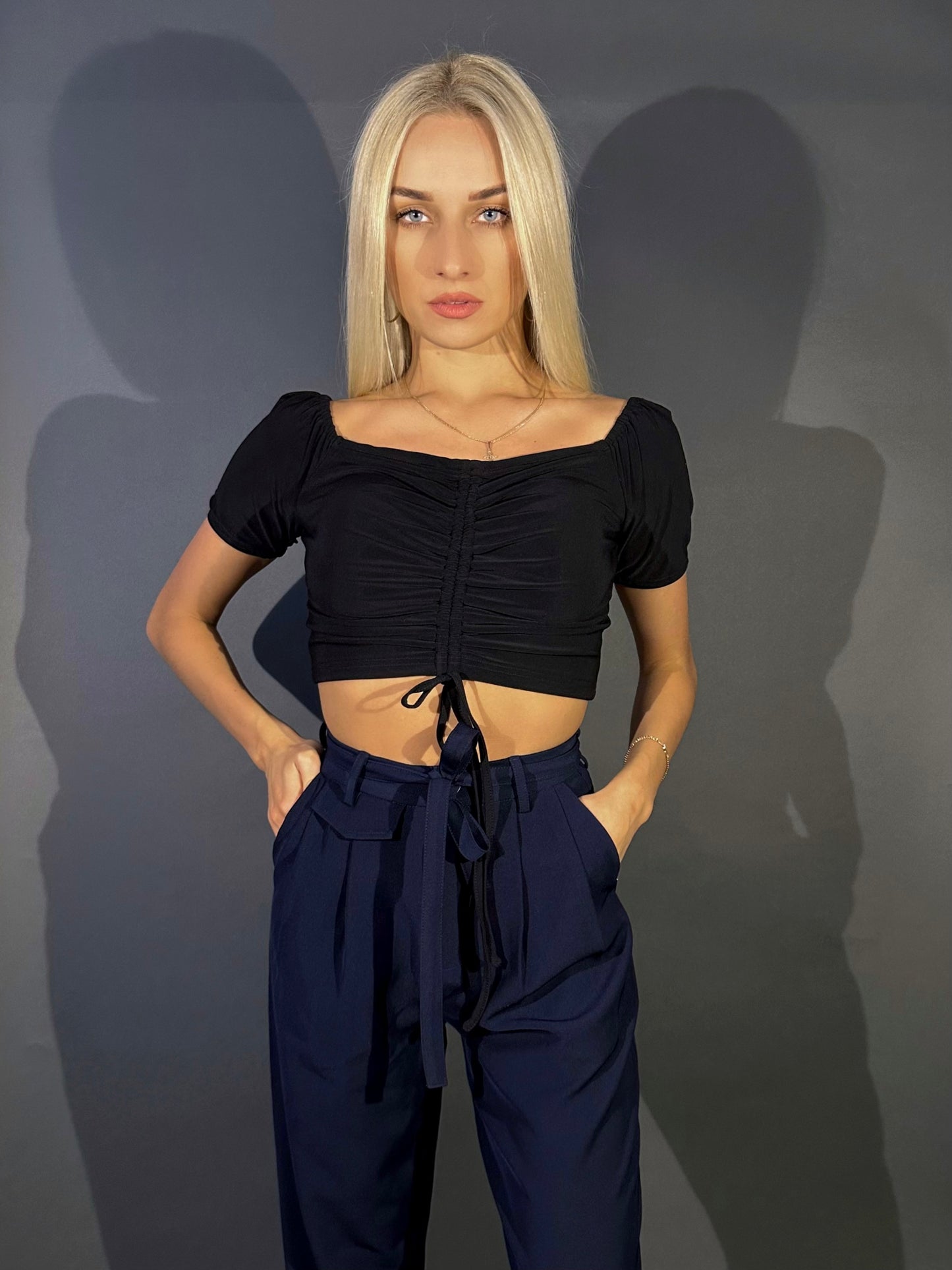 Classic Pleat Pants Navy Blue