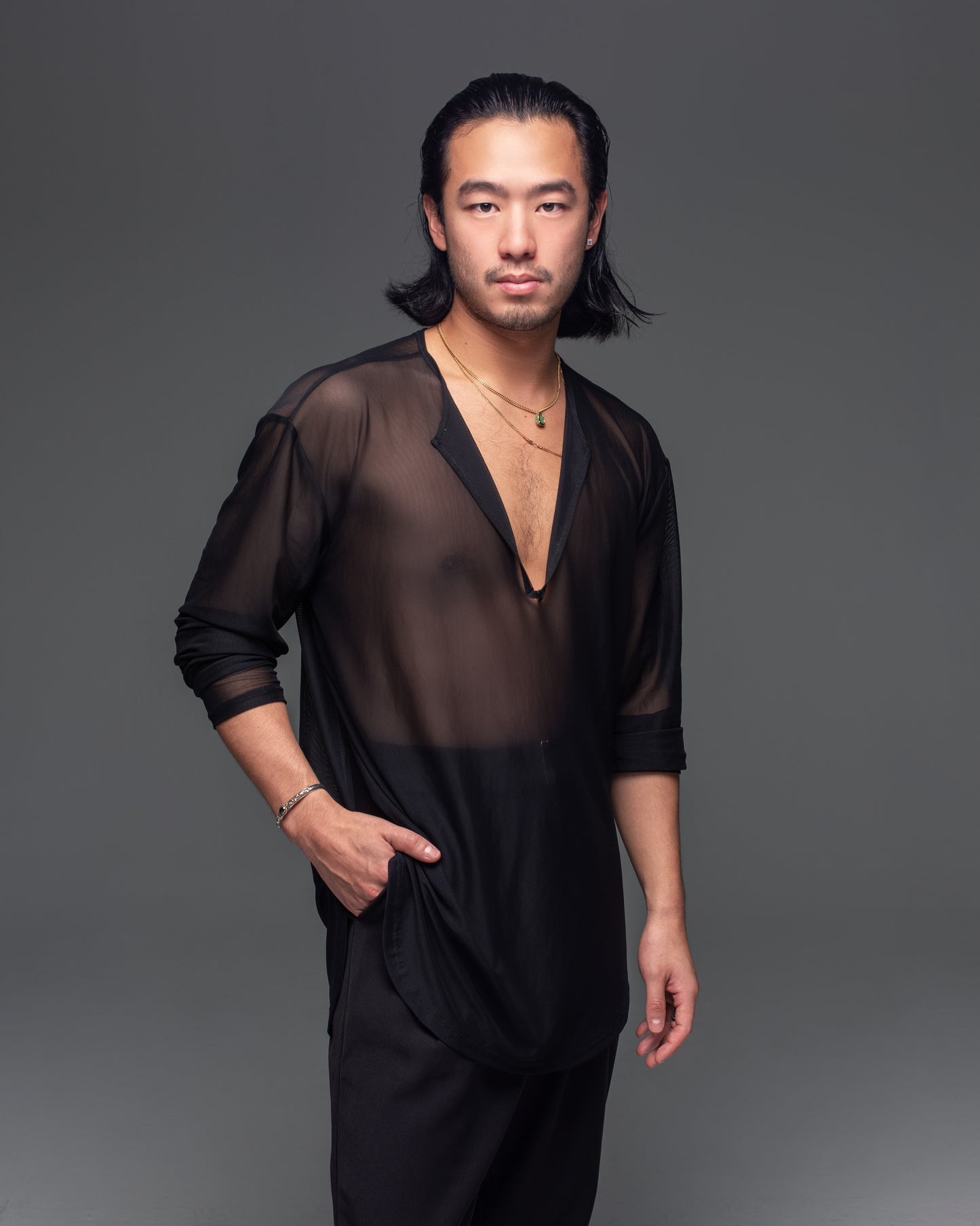 Net Loose Fit V Shirt