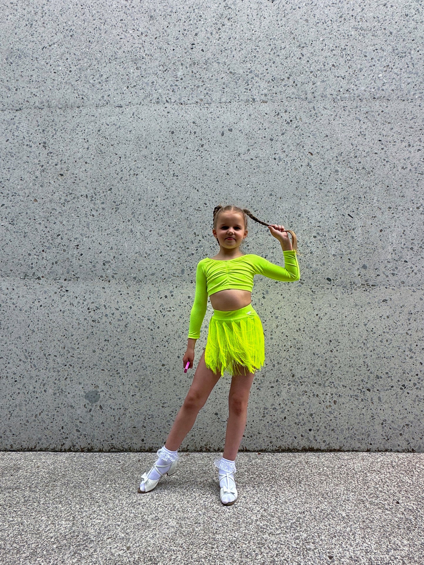 Neon Yellow Long Sleeve Crop Top