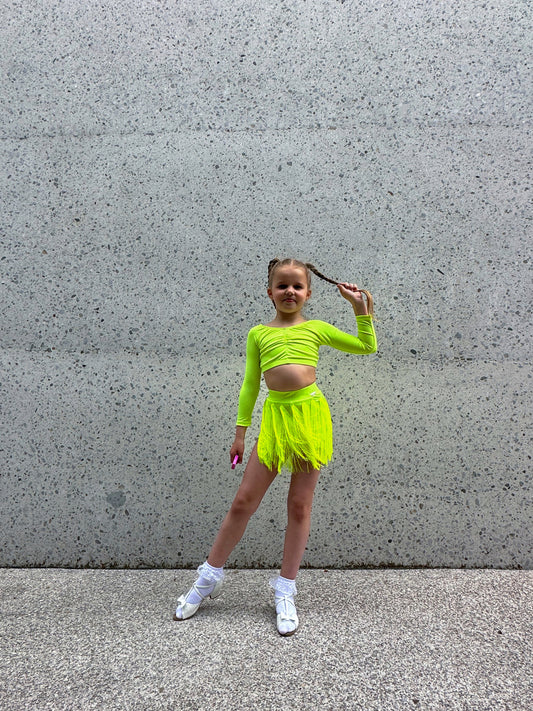Neon Yellow Long Sleeve Crop Top