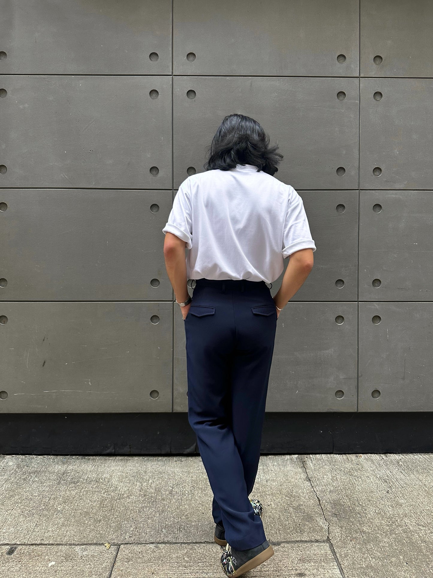 Classic Pleat Pants Navy Blue