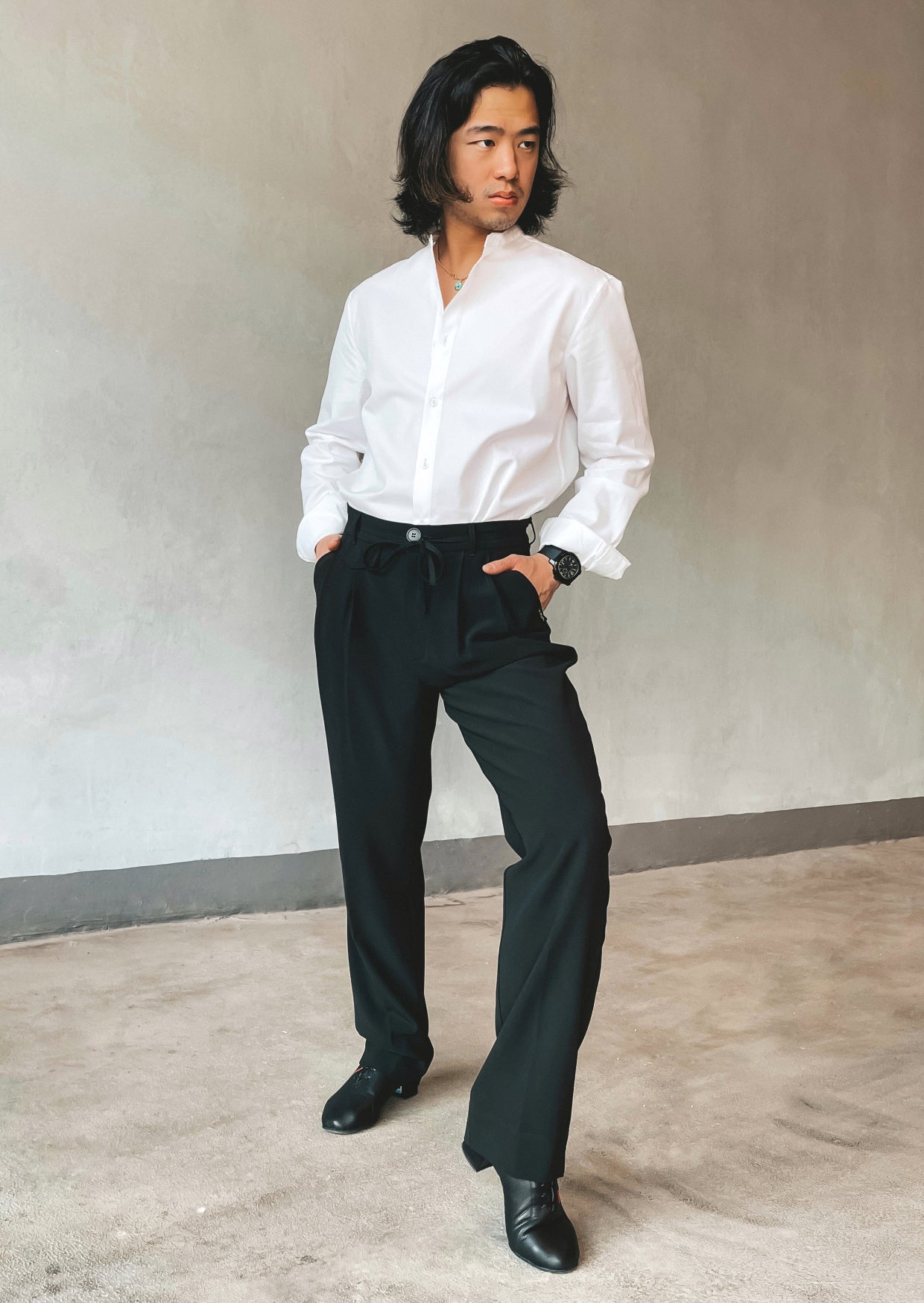 Black Classic Pleat Pants