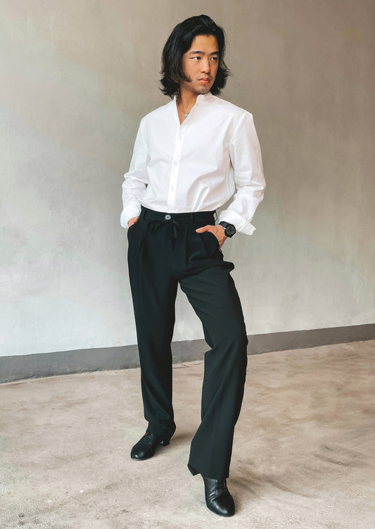 Black Classic Pleat Pants