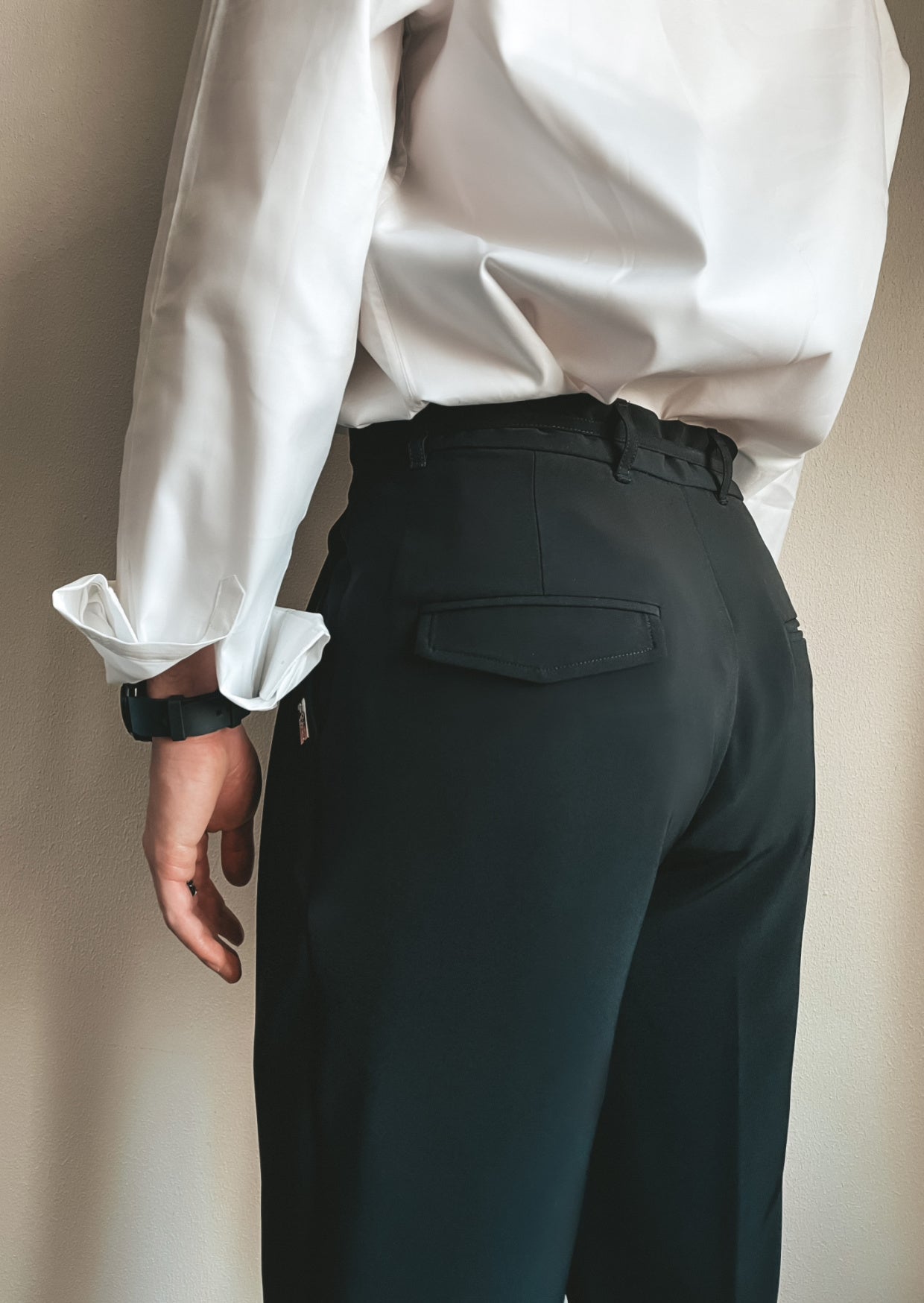 Black Classic Pleat Pants