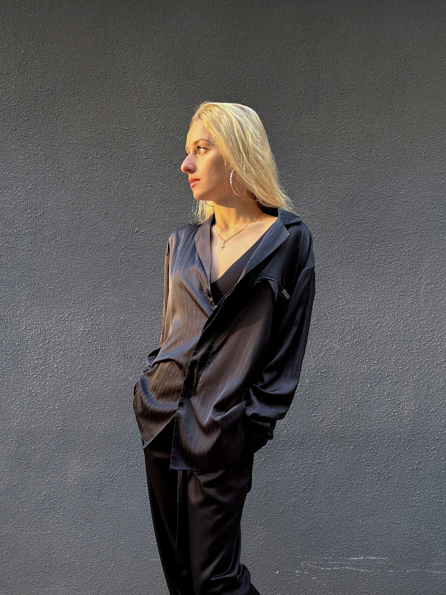 Pinstripe Satin Shirt