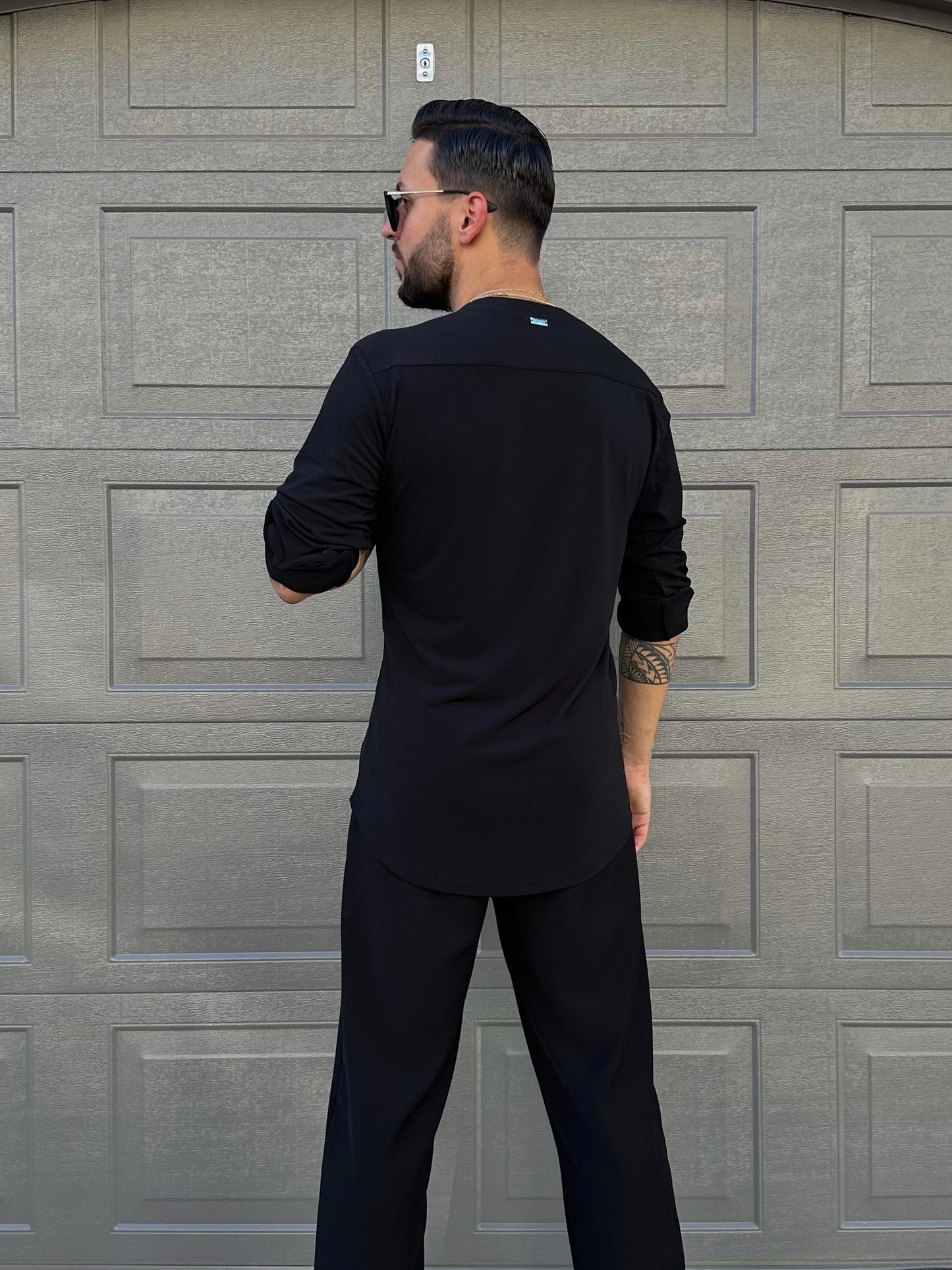 Black Deep V Dress Shirt