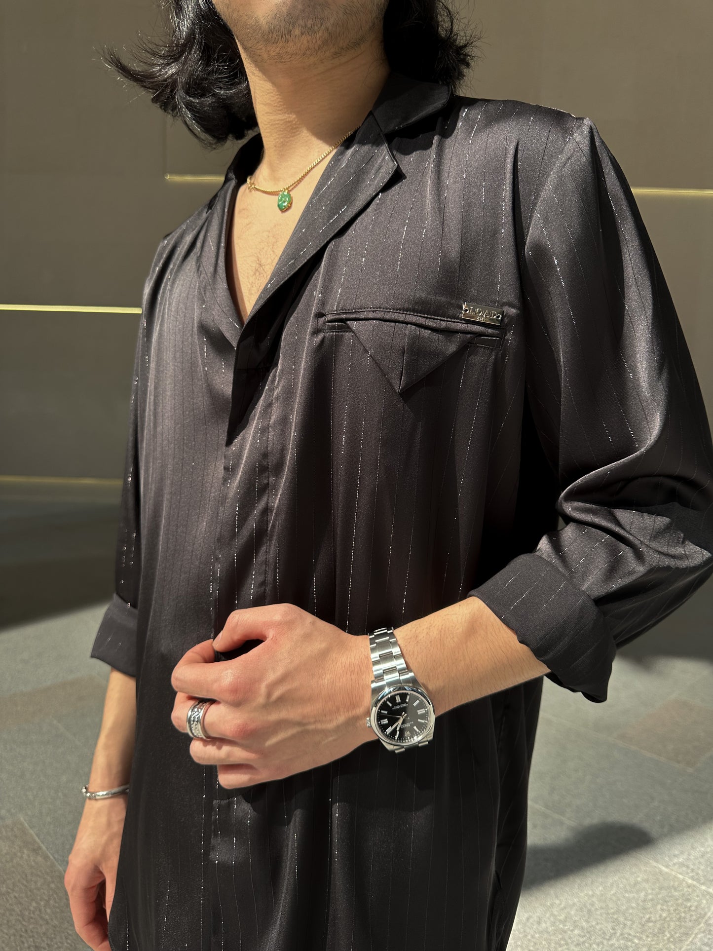 Pinstripe Satin Shirt