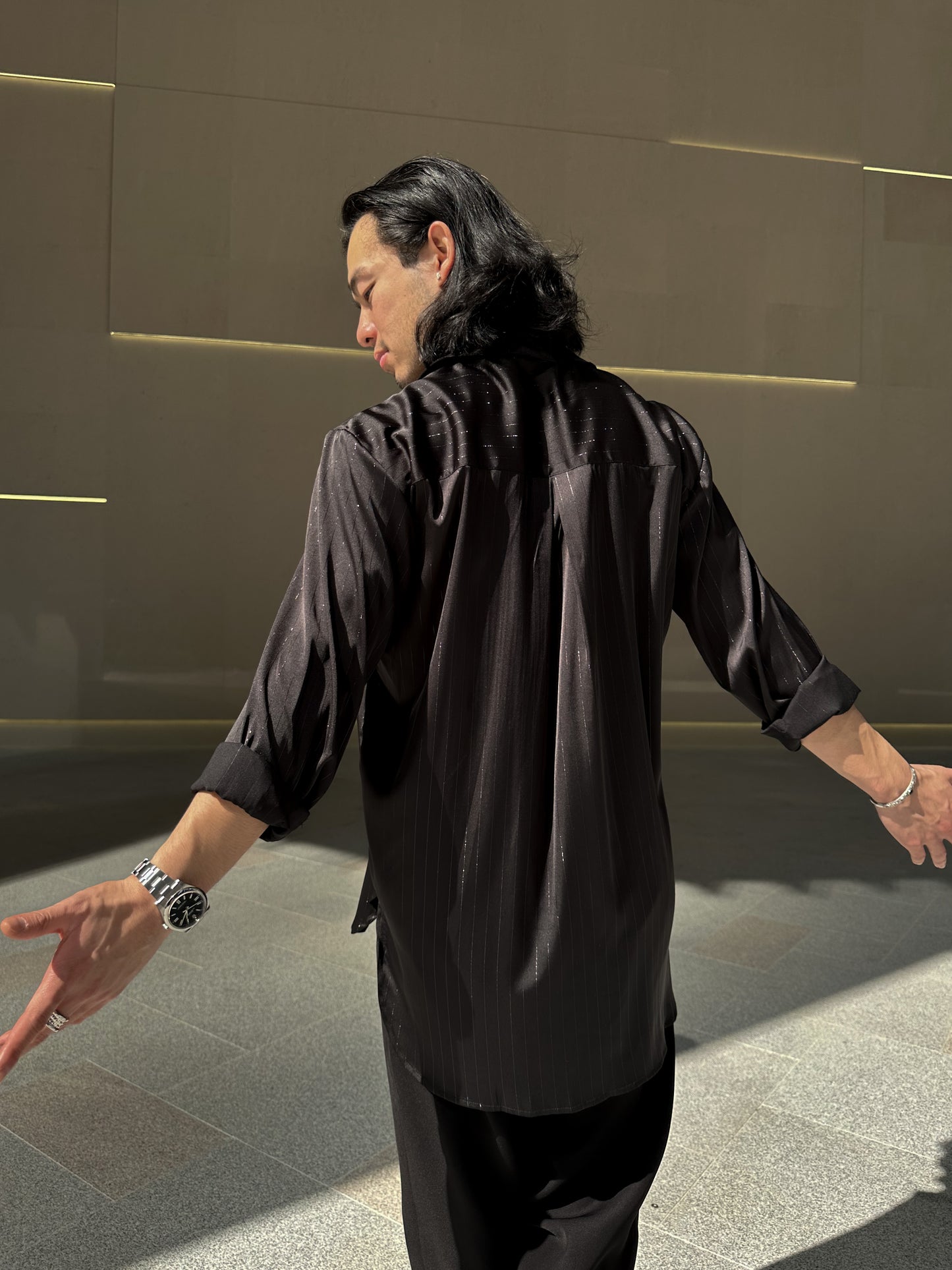 Pinstripe Satin Shirt