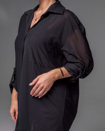 Oversized Net Dress Shirt