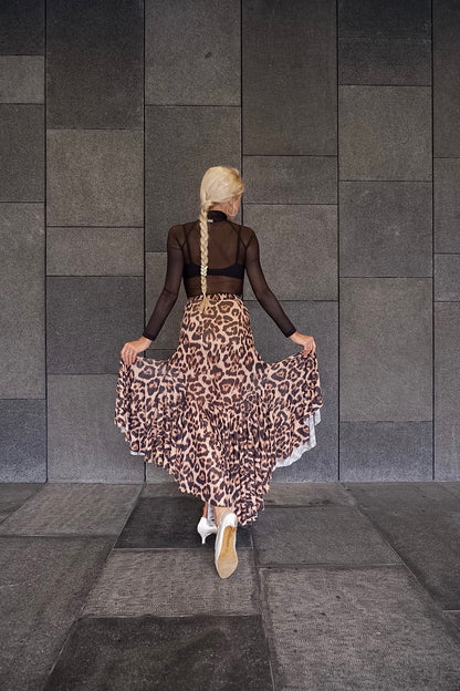 Leopard Net Smooth Skirt