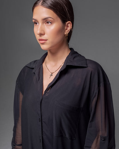 Oversized Net Dress Shirt