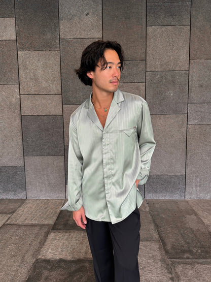 Pistachio Pinstripe Satin Shirt