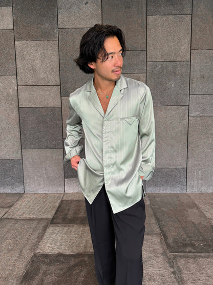 Pistachio Pinstripe Satin Shirt