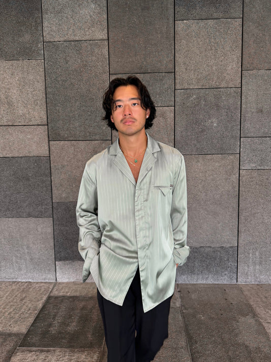 Pistachio Pinstripe Satin Shirt