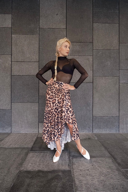 Leopard Net Smooth Skirt