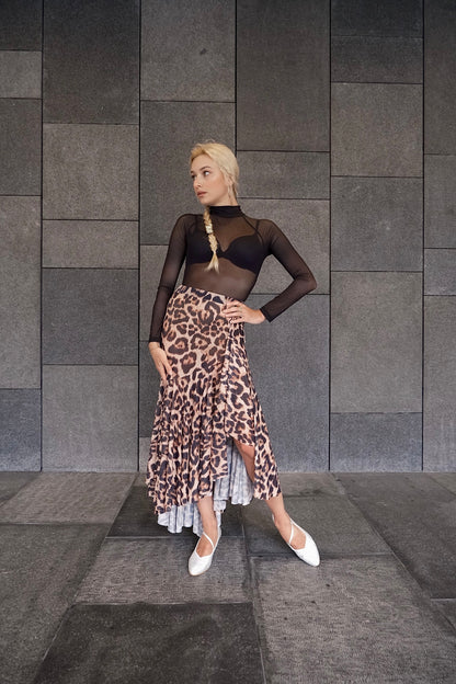 Leopard Net Smooth Skirt