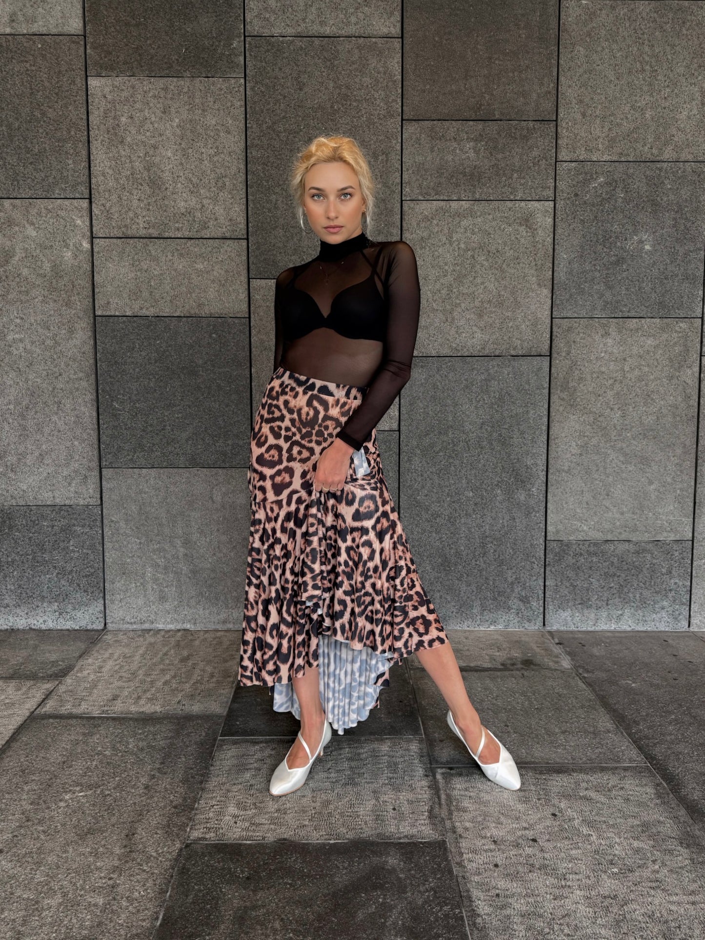 Leopard Net Smooth Skirt