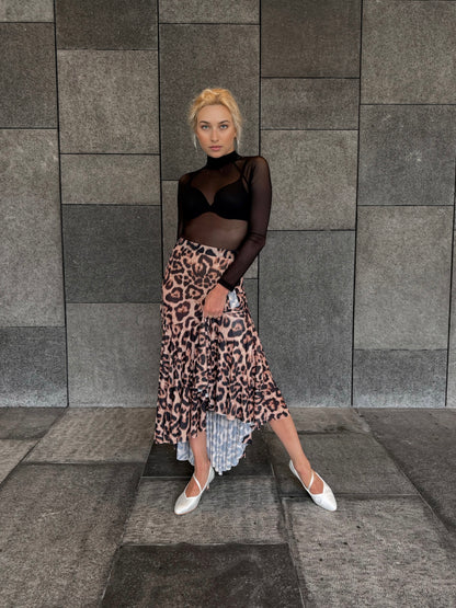 Leopard Net Smooth Skirt