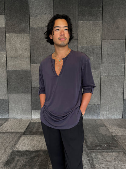 Charcoal Loose Fit V Shirt