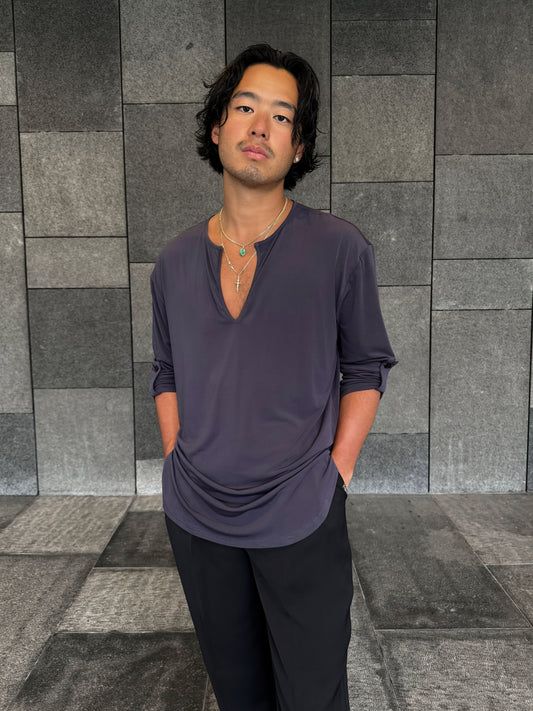 Charcoal Loose Fit V Shirt