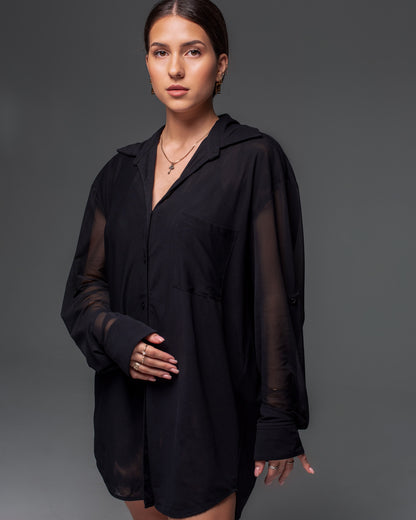 Oversized Net Dress Shirt