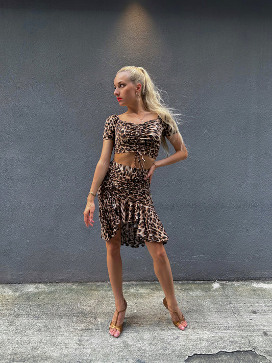 Leopard Drawstring Skirt