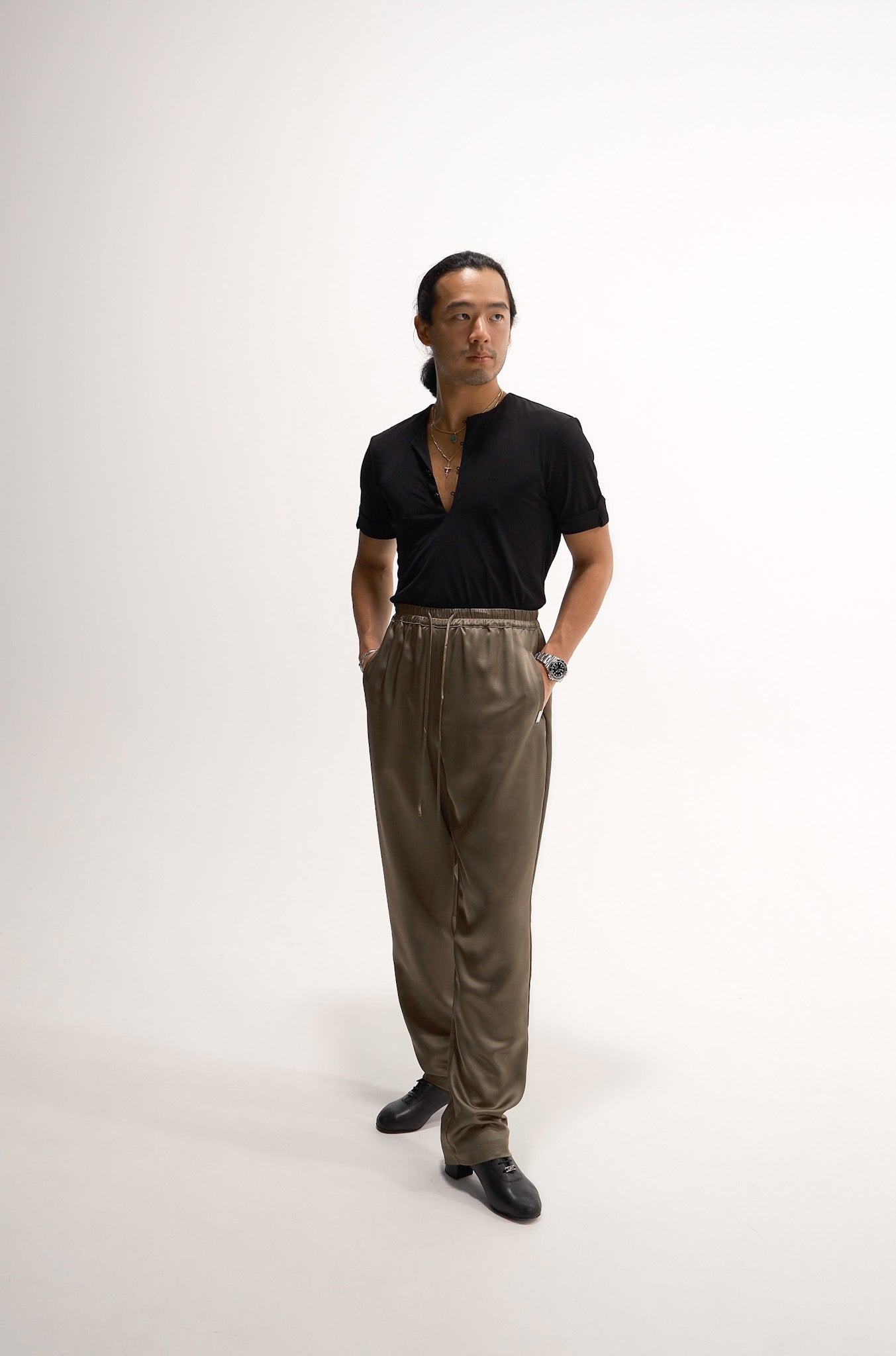 Olive Green Unisex Satin Pants