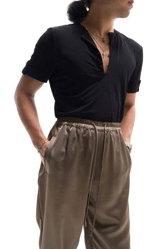 Olive Green Unisex Satin Pants