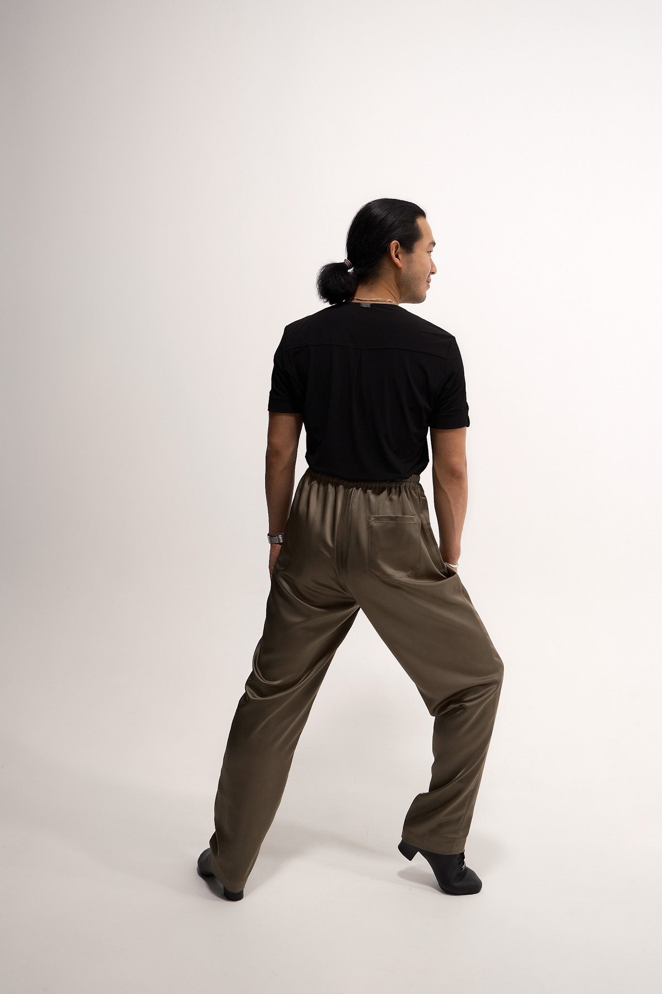 Olive Green Unisex Satin Pants