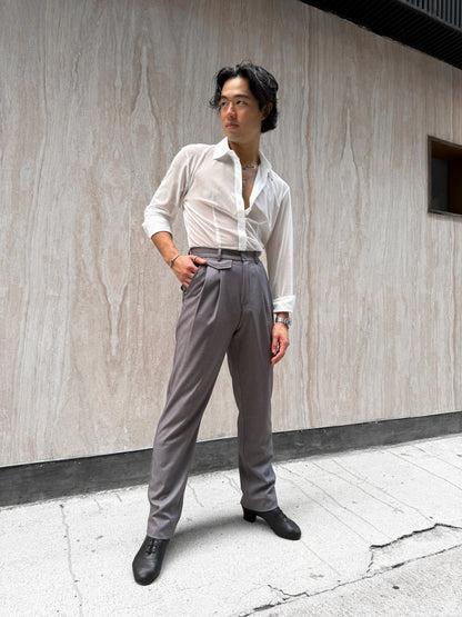 Grey Classic Pleat Pants