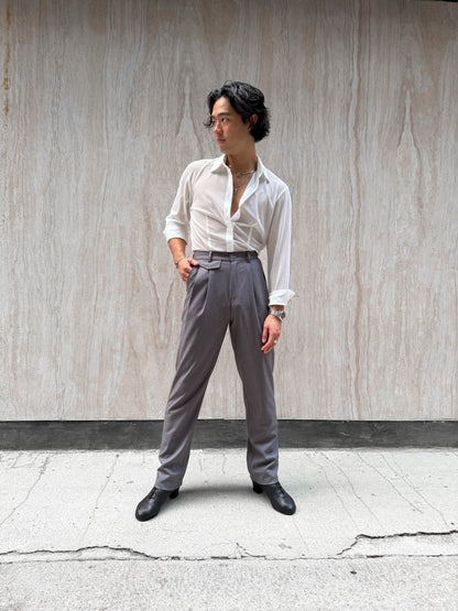 Grey Classic Pleat Pants