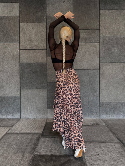 Leopard Net Smooth Skirt