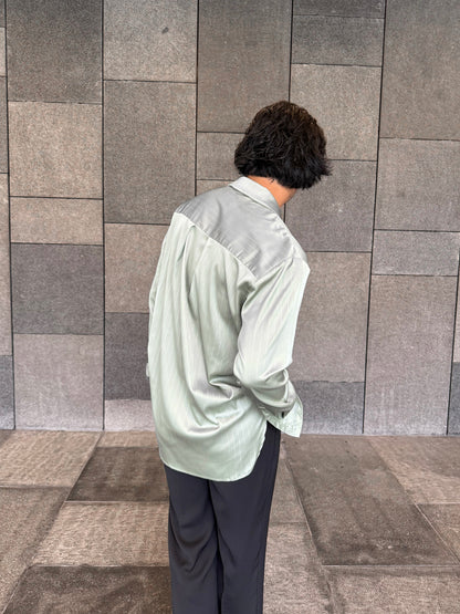 Pistachio Pinstripe Satin Shirt