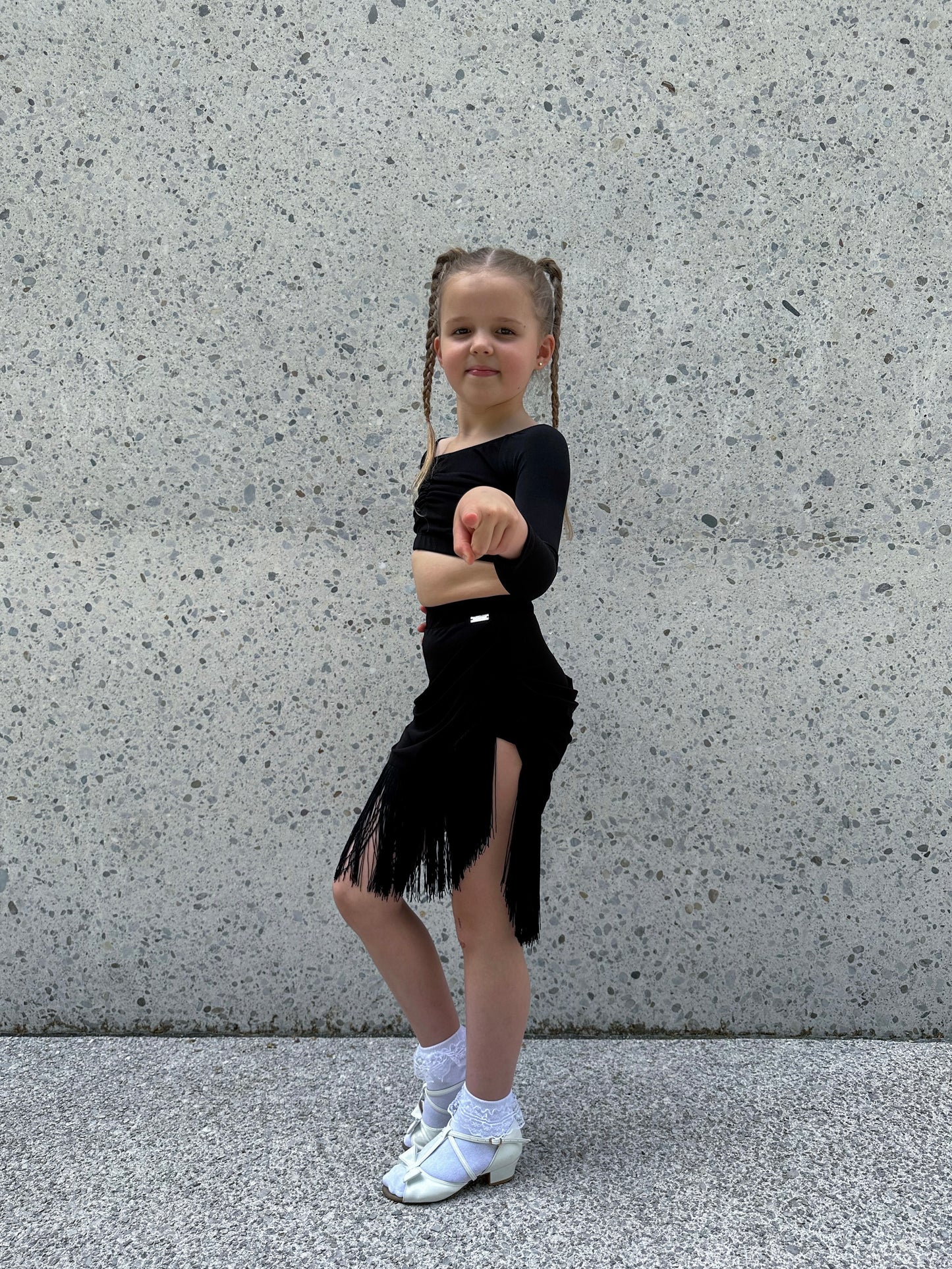 Kid's Black Fringe Skirt