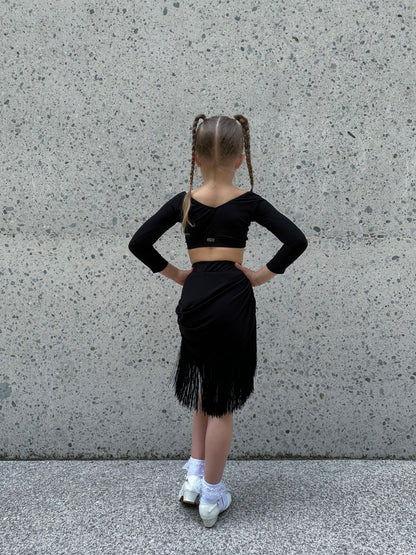 Kid's Black Fringe Skirt