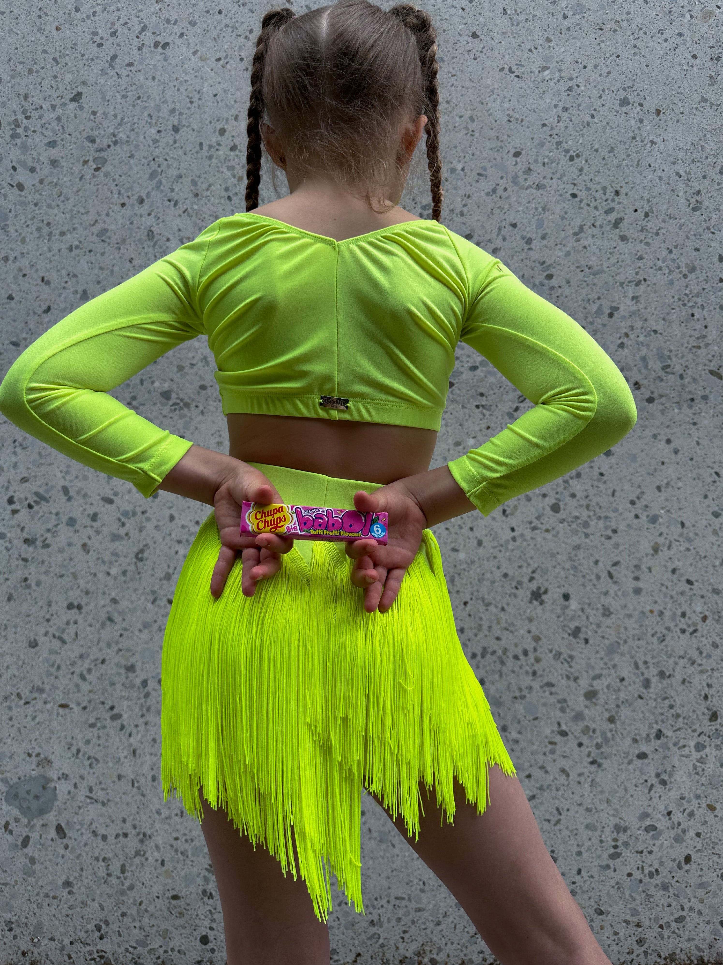 Neon Yellow Long Sleeve Crop Top S