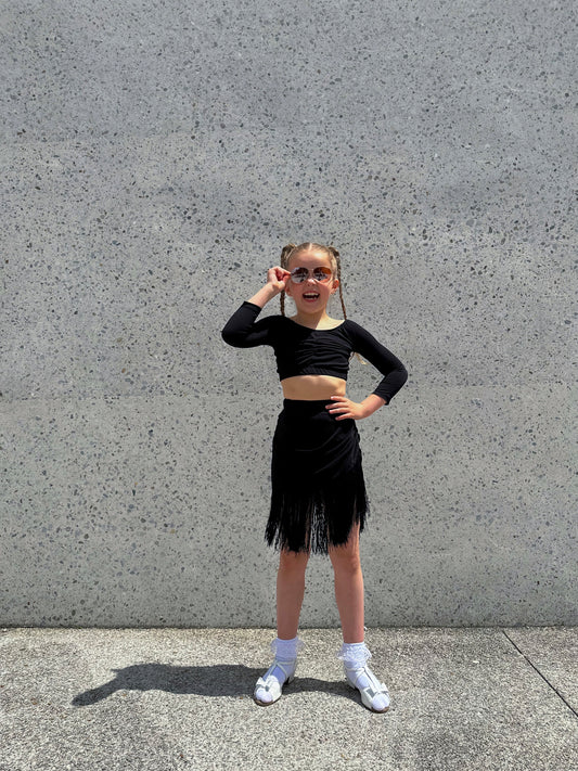 Kid's Black Fringe Skirt