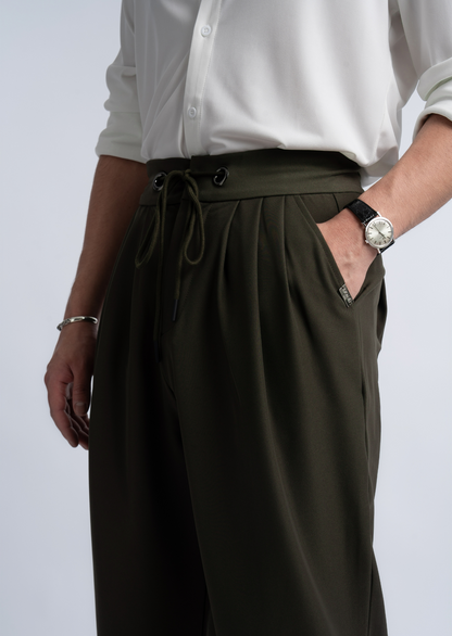 Drawstring Pants Olive Green