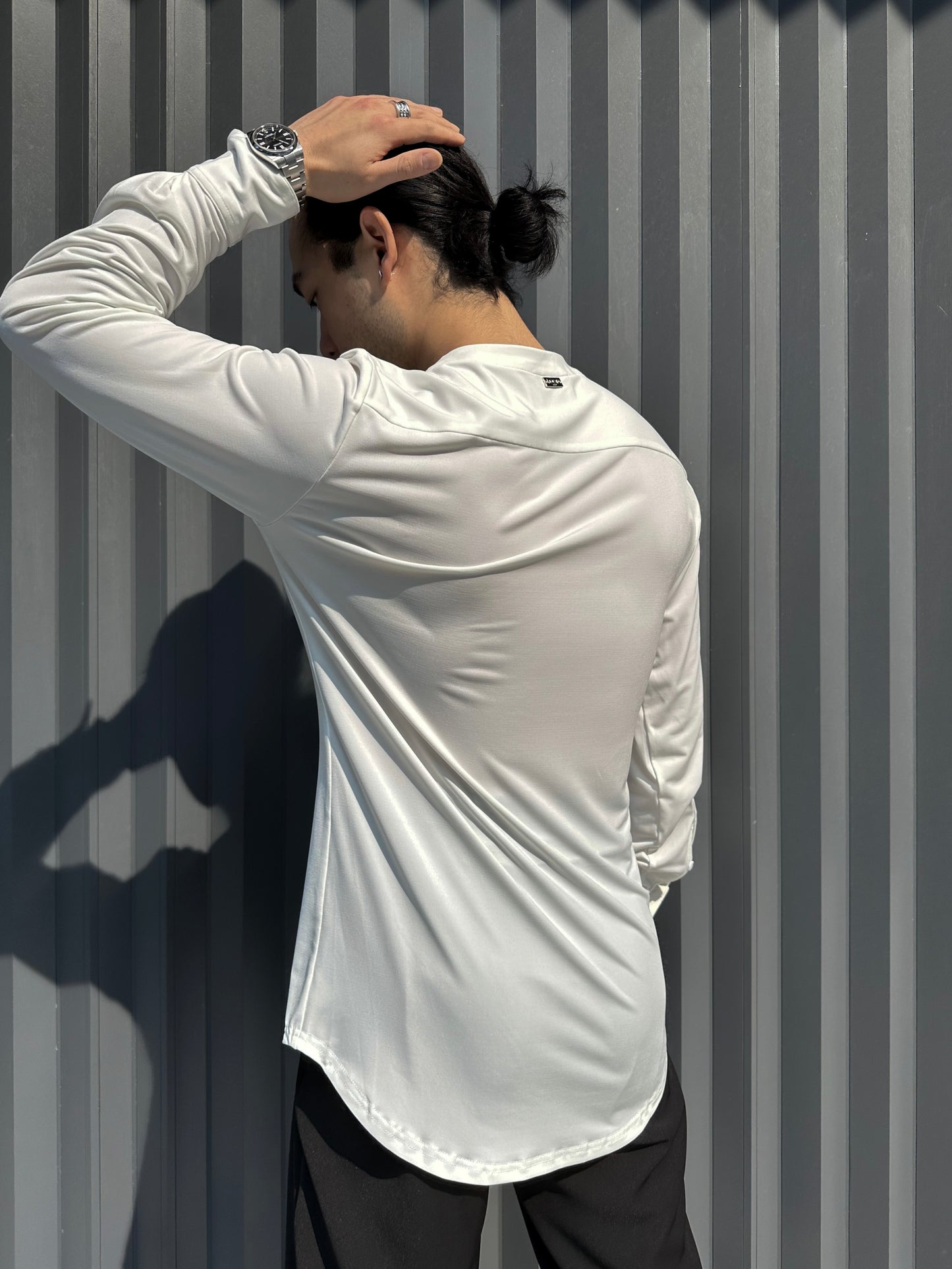 White Deep V Dress Shirt