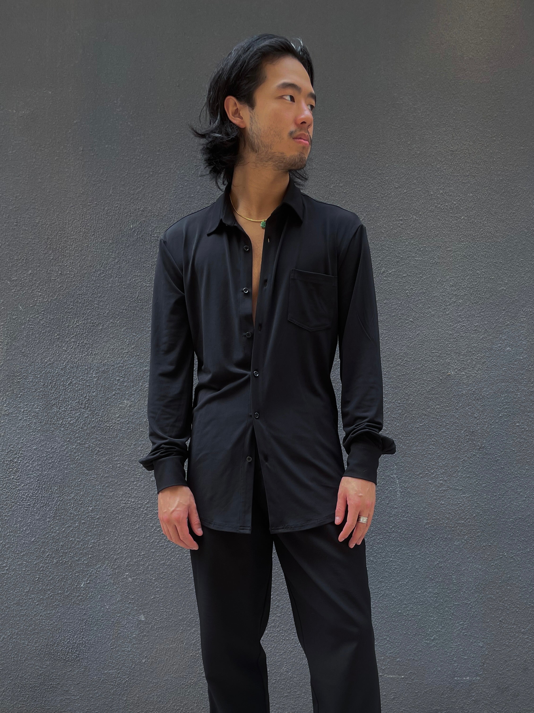 Black Collared Dress Shirt L